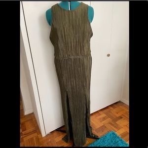 Green mesh maxi dress